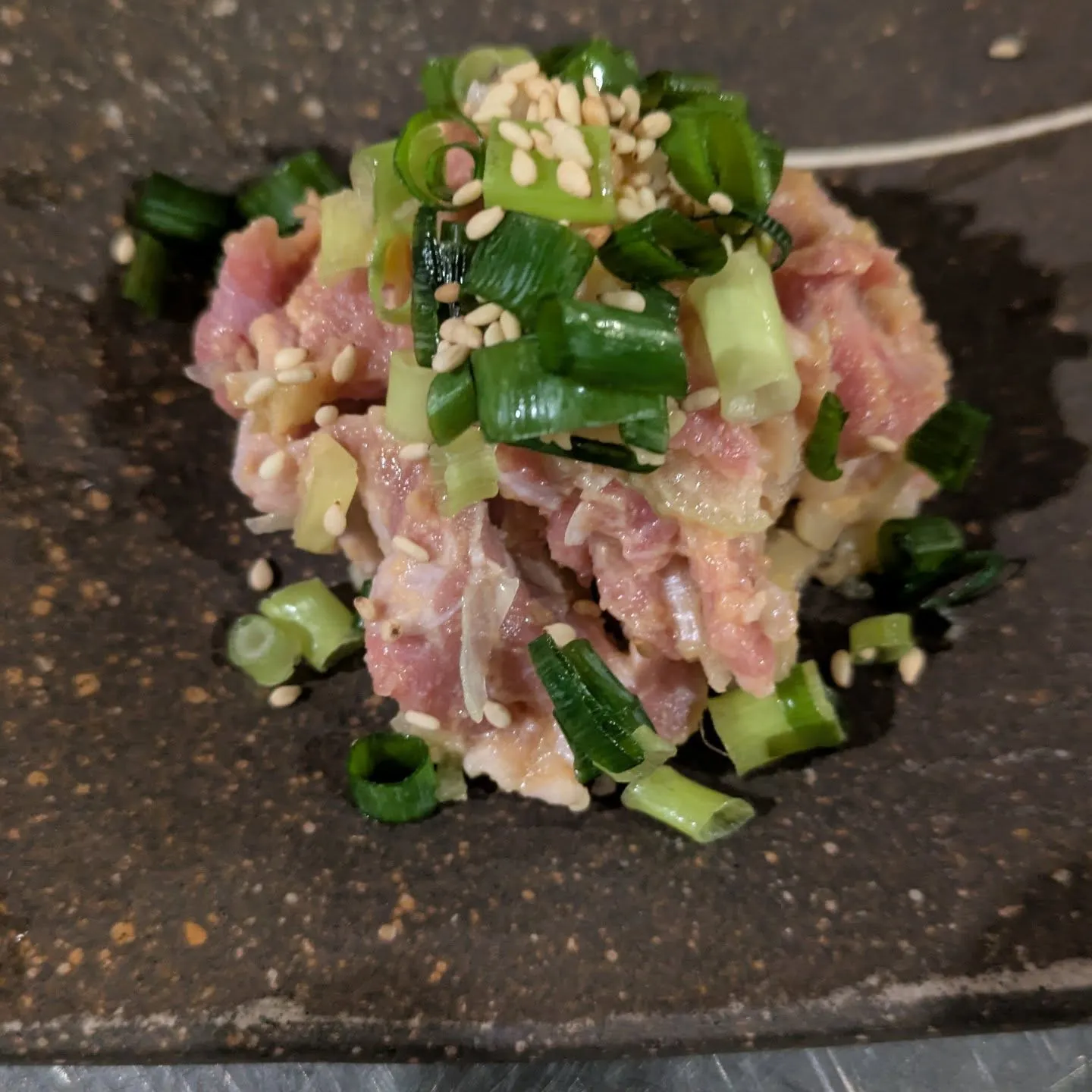 豚ハラミのなめろう風